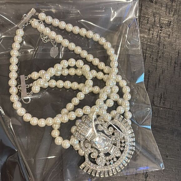 Stella & Ruby Pearl Rhinestone Elegant Formal Fancy Necklace Collar Statement‌ - Picture 11 of 11